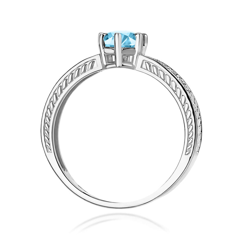 Inel Aur 9K cu Topaz Swiss 0.50 ct si Diamante Naturale 0.08 ct, imaginea 7 din 8