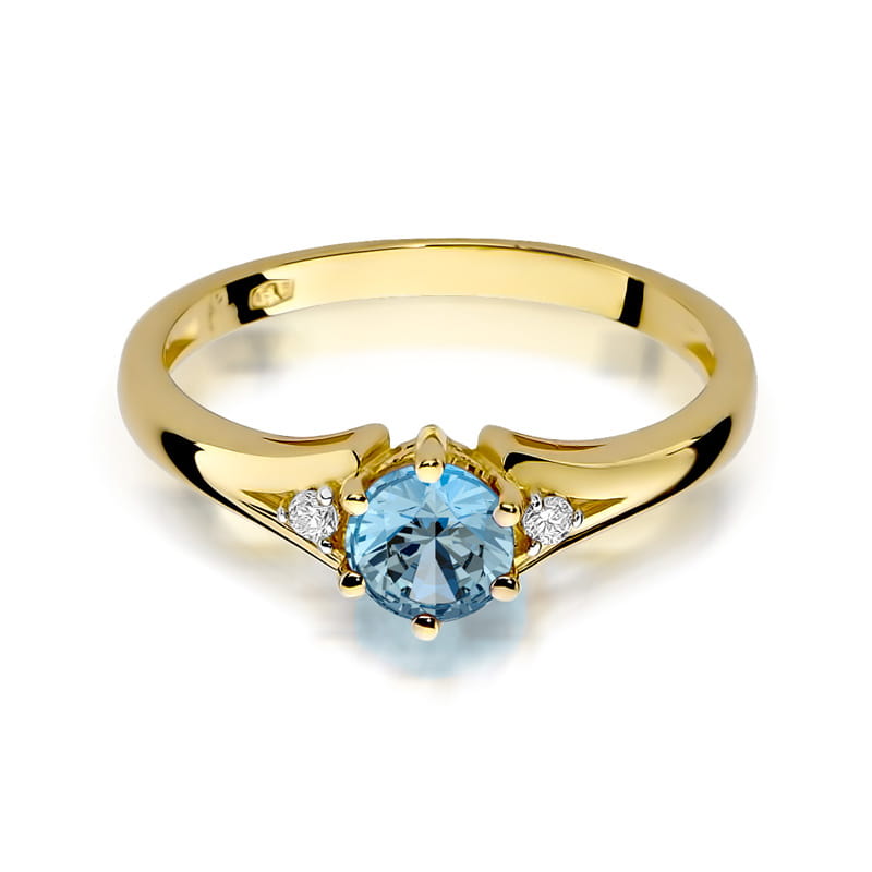 Inel Aur 9K cu Topaz Swiss 0.50 ct si Diamante Naturale 0.03 ct, imaginea 2 din 8