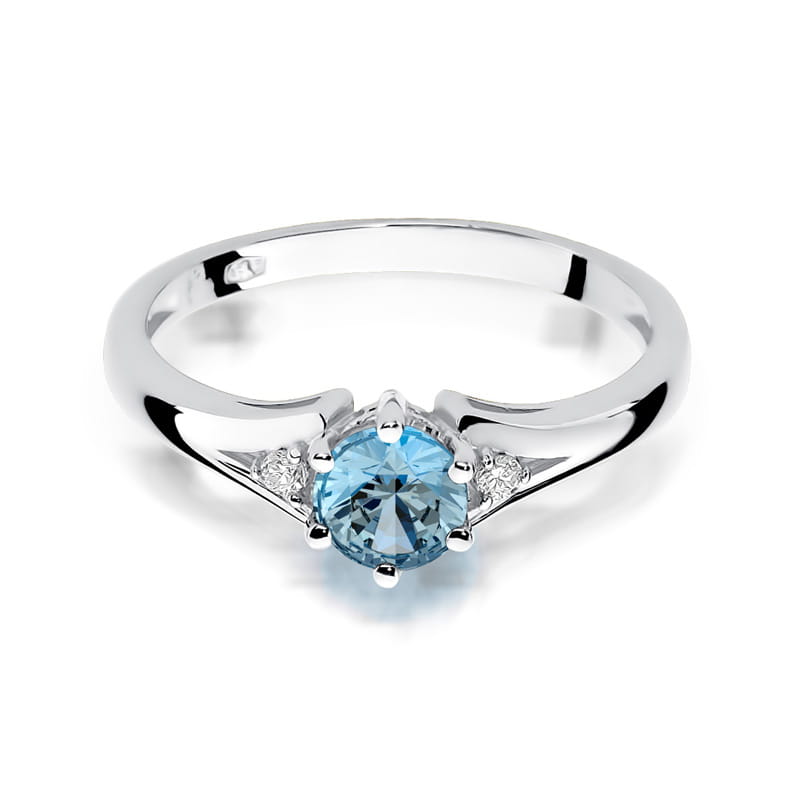 Inel Aur 9K cu Topaz Swiss 0.50 ct si Diamante Naturale 0.03 ct, imaginea 6 din 8