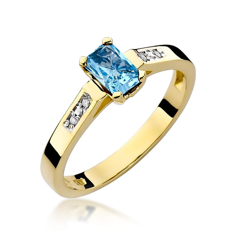 Inel Aur 9K cu Topaz Swiss 0.65 ct si Diamante Naturale 0.04 ct — Aur galben