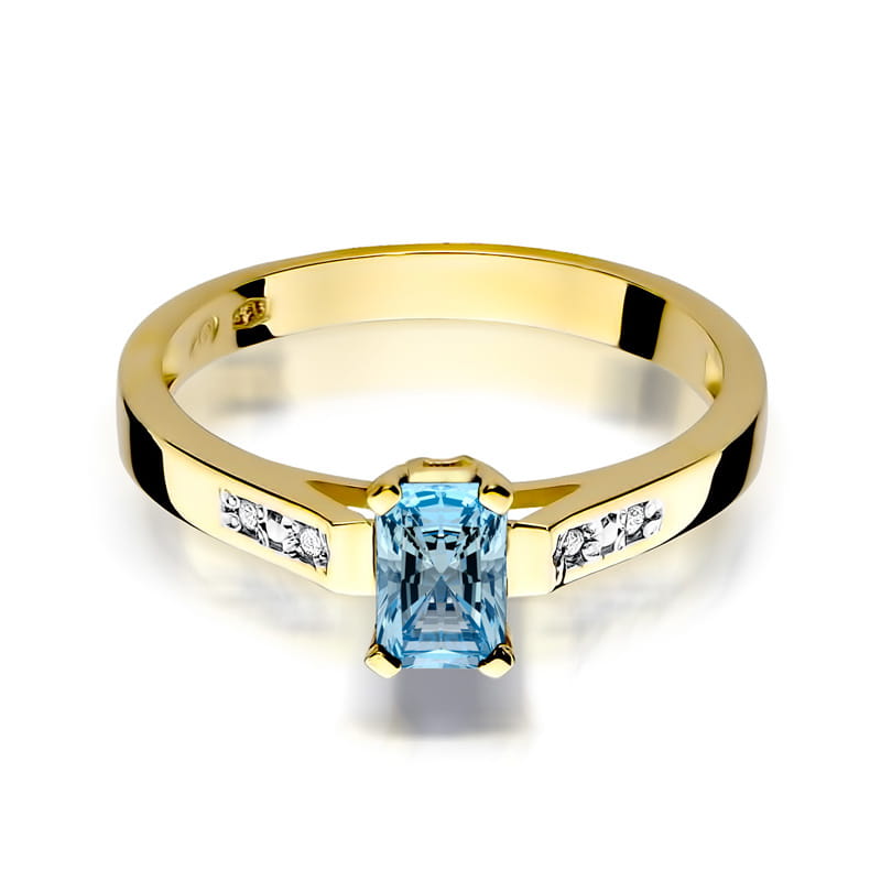 Inel Aur 9K cu Topaz Swiss 0.65 ct si Diamante Naturale 0.04 ct, imaginea 2 din 8