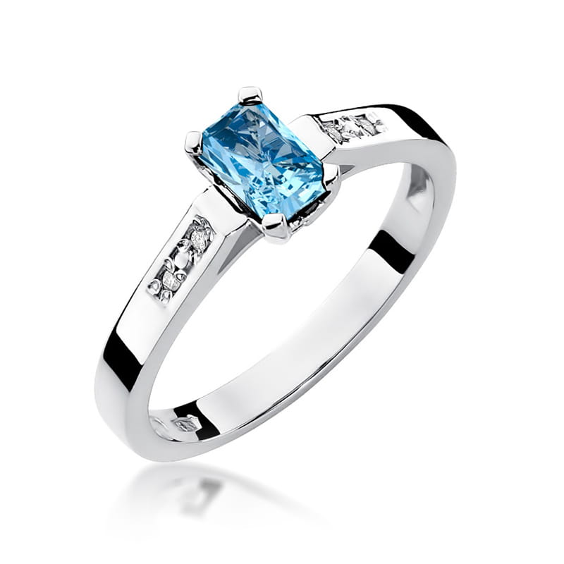 Inel Aur 9K cu Topaz Swiss 0.65 ct si Diamante Naturale 0.04 ct, imaginea 5 din 8