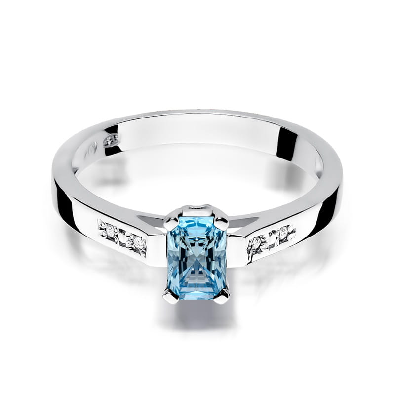 Inel Aur 9K cu Topaz Swiss 0.65 ct si Diamante Naturale 0.04 ct, imaginea 6 din 8