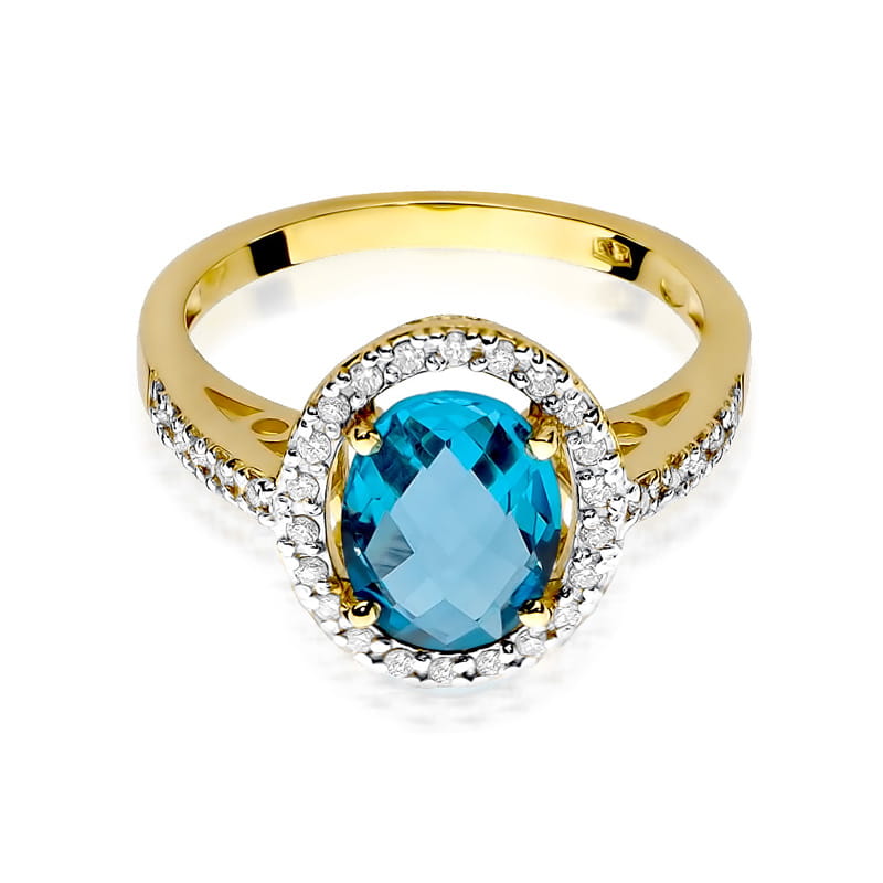 Inel Aur 9K cu Topaz Swiss 1.70 ct si Diamante Naturale 0.16 ct, imaginea 2 din 8
