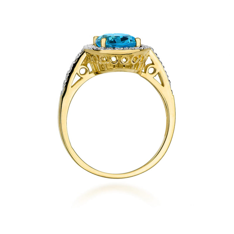 Inel Aur 9K cu Topaz Swiss 1.70 ct si Diamante Naturale 0.16 ct, imaginea 3 din 8