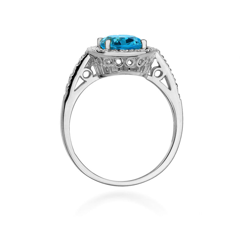 Inel Aur 9K cu Topaz Swiss 1.70 ct si Diamante Naturale 0.16 ct, imaginea 7 din 8