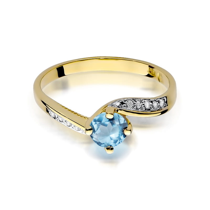 Inel Aur 9K cu Topaz Swiss 0.50 ct si Diamante Naturale 0.05 ct, imaginea 2 din 8