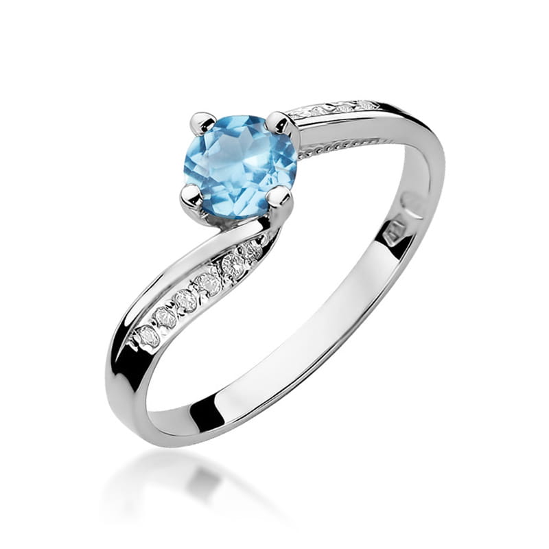 Inel Aur 9K cu Topaz Swiss 0.50 ct si Diamante Naturale 0.05 ct, imaginea 5 din 8
