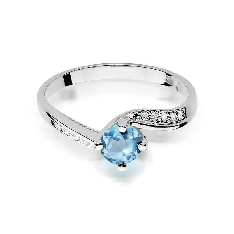 Inel Aur 9K cu Topaz Swiss 0.50 ct si Diamante Naturale 0.05 ct, imaginea 6 din 8