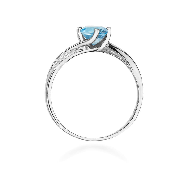 Inel Aur 9K cu Topaz Swiss 0.50 ct si Diamante Naturale 0.05 ct, imaginea 7 din 8