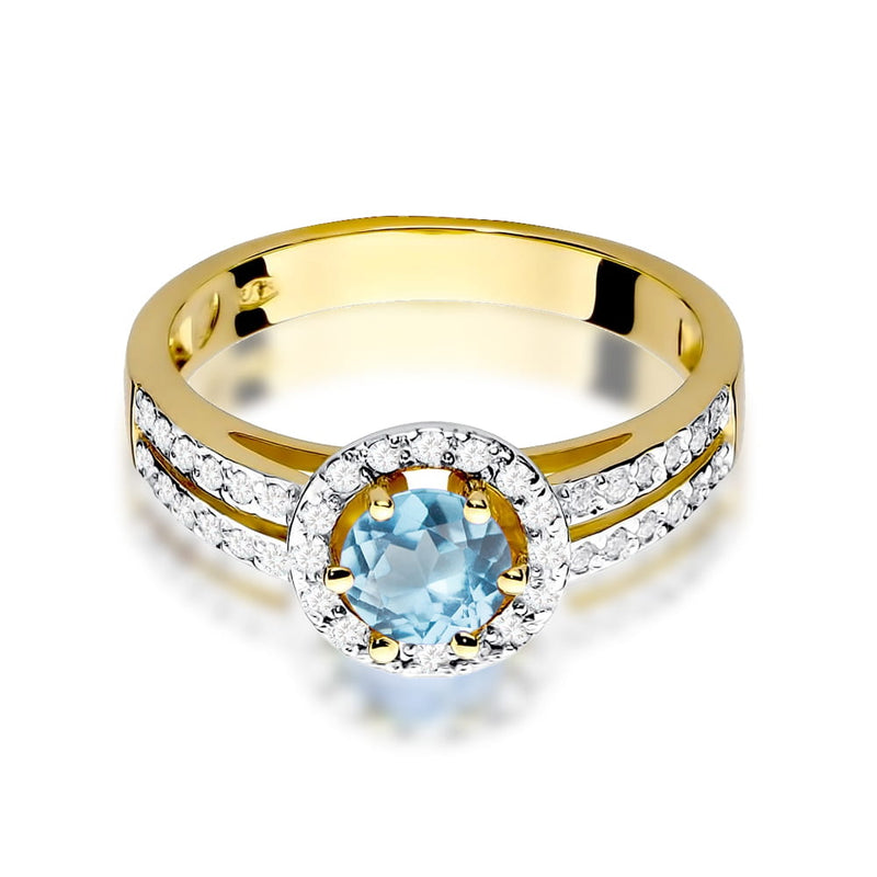 Inel Aur 9K cu Topaz Swiss 0.50 ct si Diamante Naturale 0.20 ct, imaginea 2 din 8