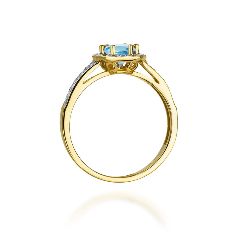 Inel Aur 9K cu Topaz Swiss 0.50 ct si Diamante Naturale 0.20 ct, imaginea 3 din 8