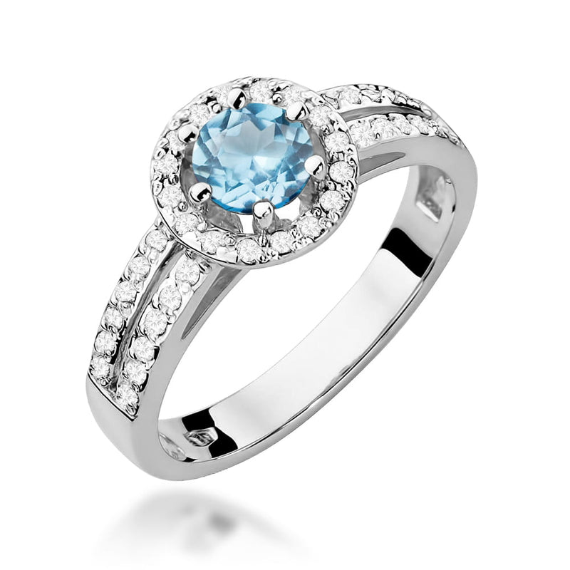 Inel Aur 9K cu Topaz Swiss 0.50 ct si Diamante Naturale 0.20 ct, imaginea 5 din 8