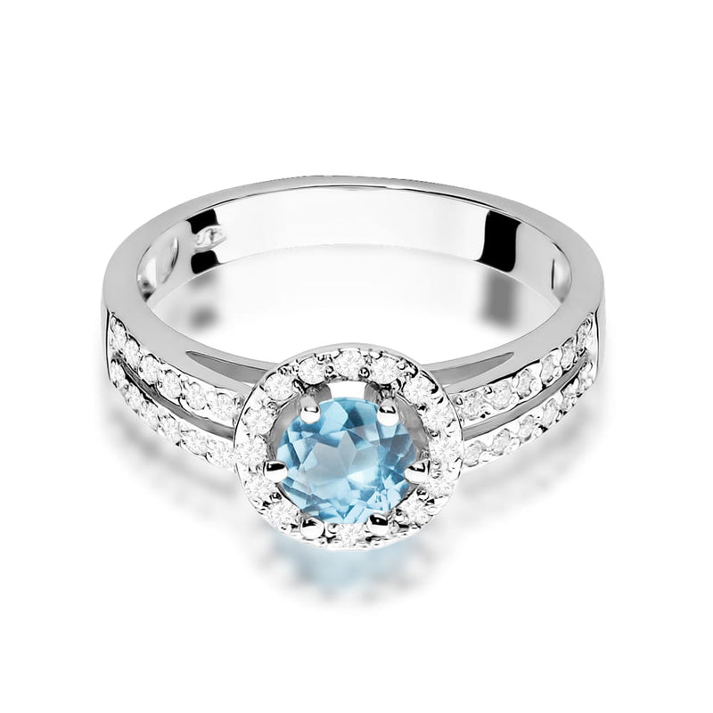 Inel Aur 9K cu Topaz Swiss 0.50 ct si Diamante Naturale 0.20 ct, imaginea 6 din 8