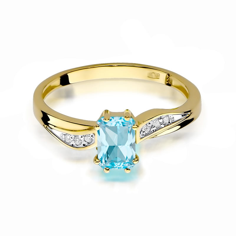 Inel Aur 9K cu Topaz Swiss 0.65 ct si Diamante Naturale 0.03 ct, imaginea 2 din 8