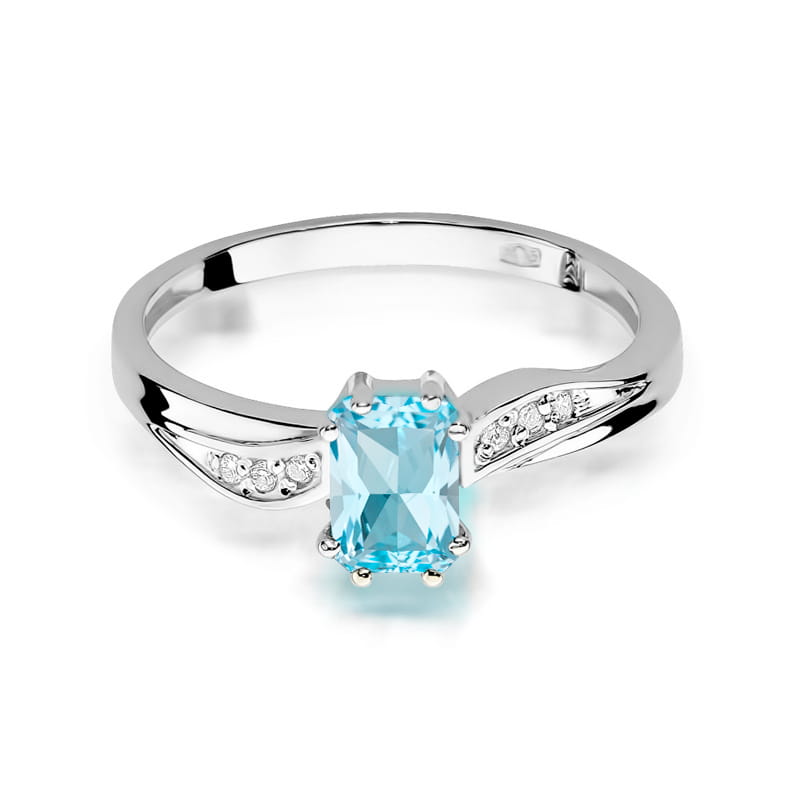 Inel Aur 9K cu Topaz Swiss 0.65 ct si Diamante Naturale 0.03 ct, imaginea 6 din 8