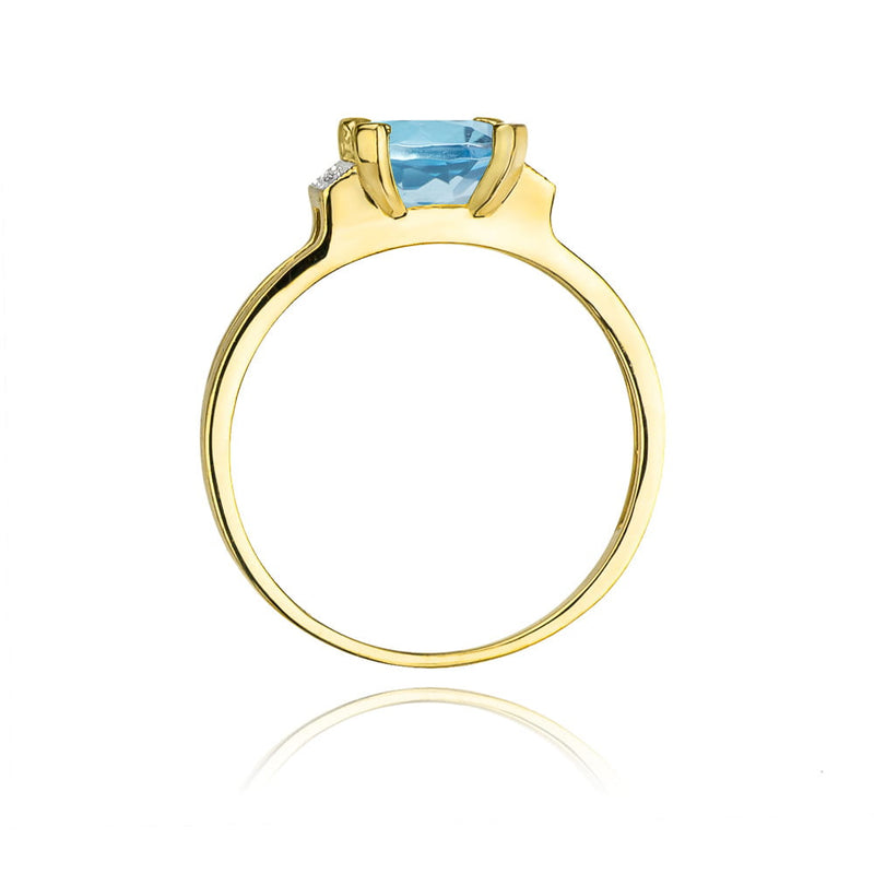 Inel Aur 9K cu Topaz Swiss 1.40 ct si Diamante Naturale 0.03 ct, imaginea 3 din 8