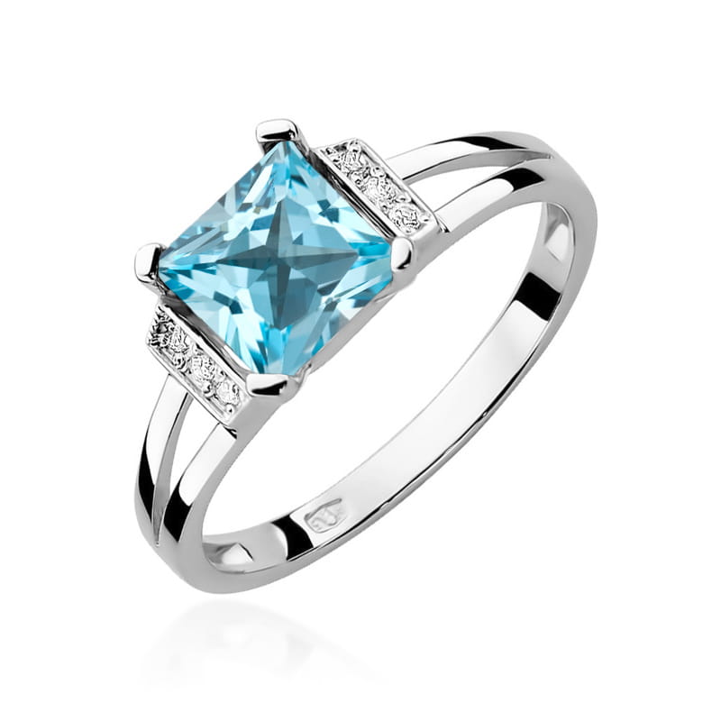 Inel Aur 9K cu Topaz Swiss 1.40 ct si Diamante Naturale 0.03 ct, imaginea 5 din 8