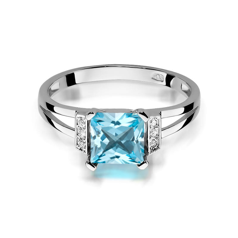 Inel Aur 9K cu Topaz Swiss 1.40 ct si Diamante Naturale 0.03 ct, imaginea 6 din 8