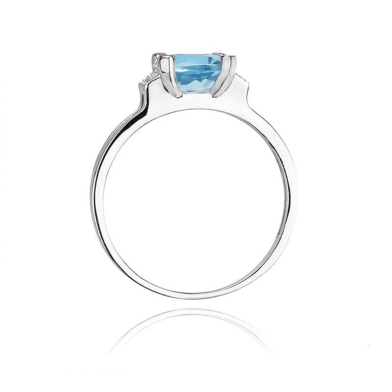 Inel Aur 9K cu Topaz Swiss 1.40 ct si Diamante Naturale 0.03 ct, imaginea 7 din 8