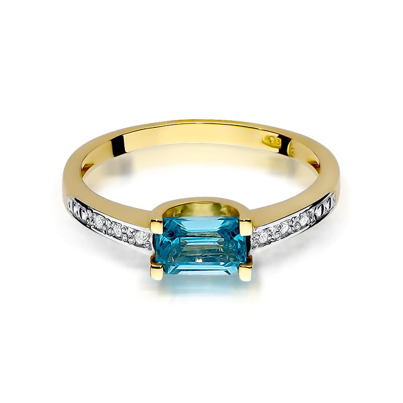 Inel Aur 9K cu Topaz Swiss 0.65 ct si Diamante Naturale 0.03 ct, imaginea 2 din 8