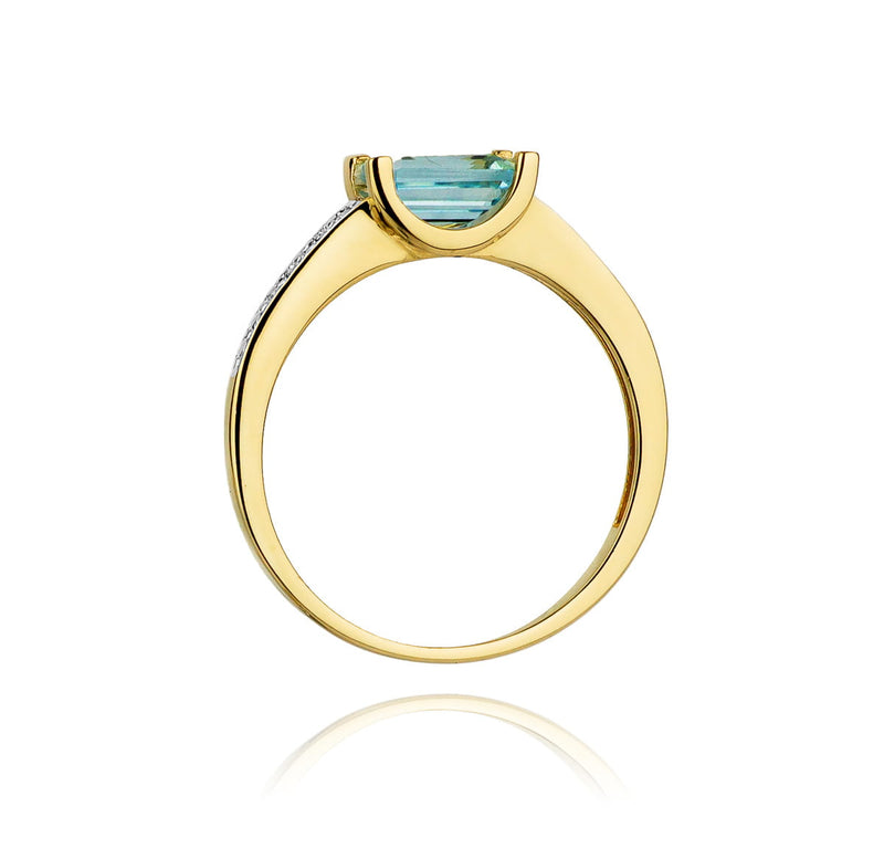Inel Aur 9K cu Topaz Swiss 0.65 ct si Diamante Naturale 0.03 ct, imaginea 3 din 8
