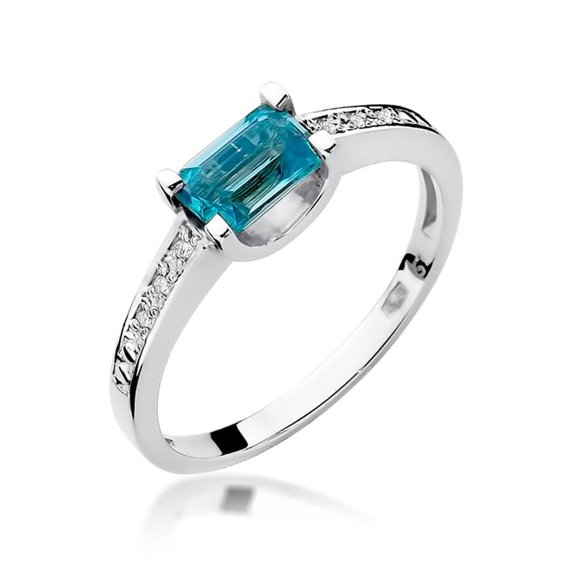Inel Aur 9K cu Topaz Swiss 0.65 ct si Diamante Naturale 0.03 ct, imaginea 5 din 8