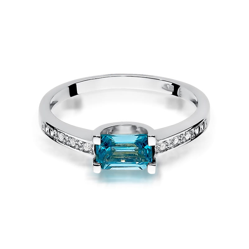 Inel Aur 9K cu Topaz Swiss 0.65 ct si Diamante Naturale 0.03 ct, imaginea 6 din 8