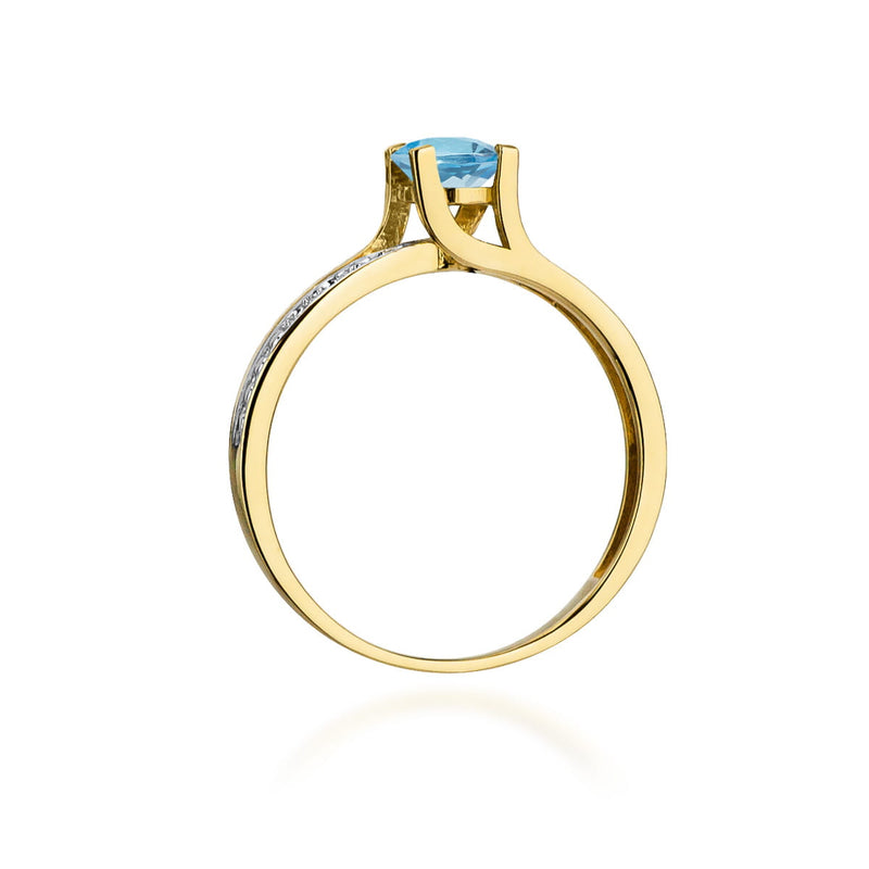 Inel Aur 9K cu Topaz Swiss 0.50 ct si Diamante Naturale 0.03 ct, imaginea 3 din 8
