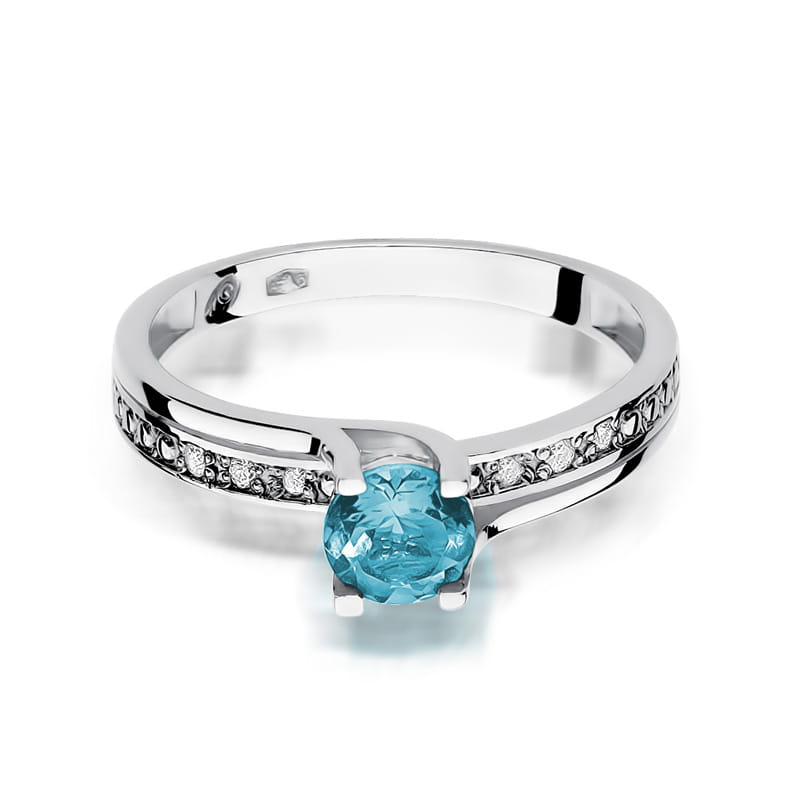 Inel Aur 9K cu Topaz Swiss 0.50 ct si Diamante Naturale 0.03 ct, imaginea 6 din 8