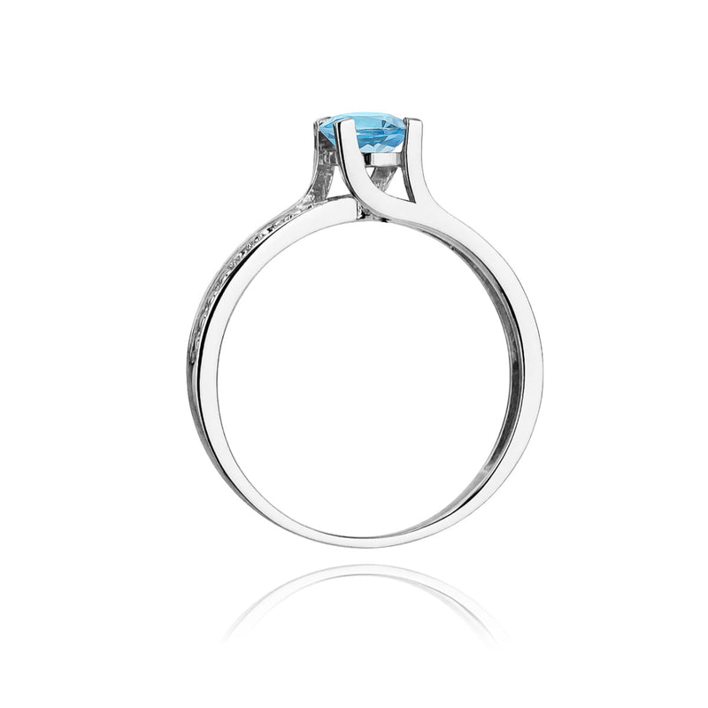 Inel Aur 9K cu Topaz Swiss 0.50 ct si Diamante Naturale 0.03 ct, imaginea 7 din 8