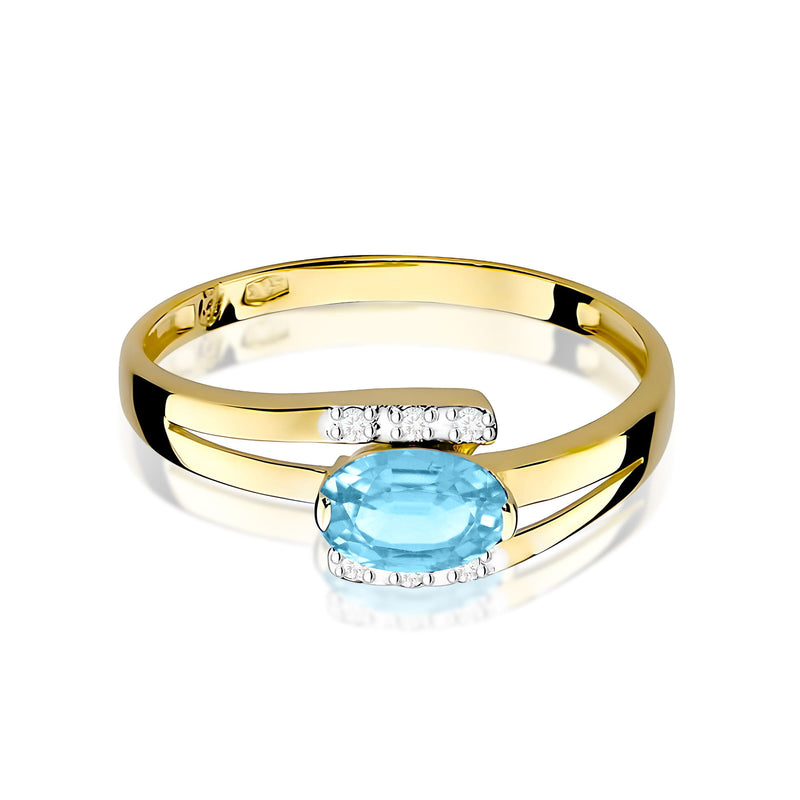 Inel Aur 9K cu Topaz Swiss 0.50 ct si Diamante Naturale 0.05 ct, imaginea 2 din 8