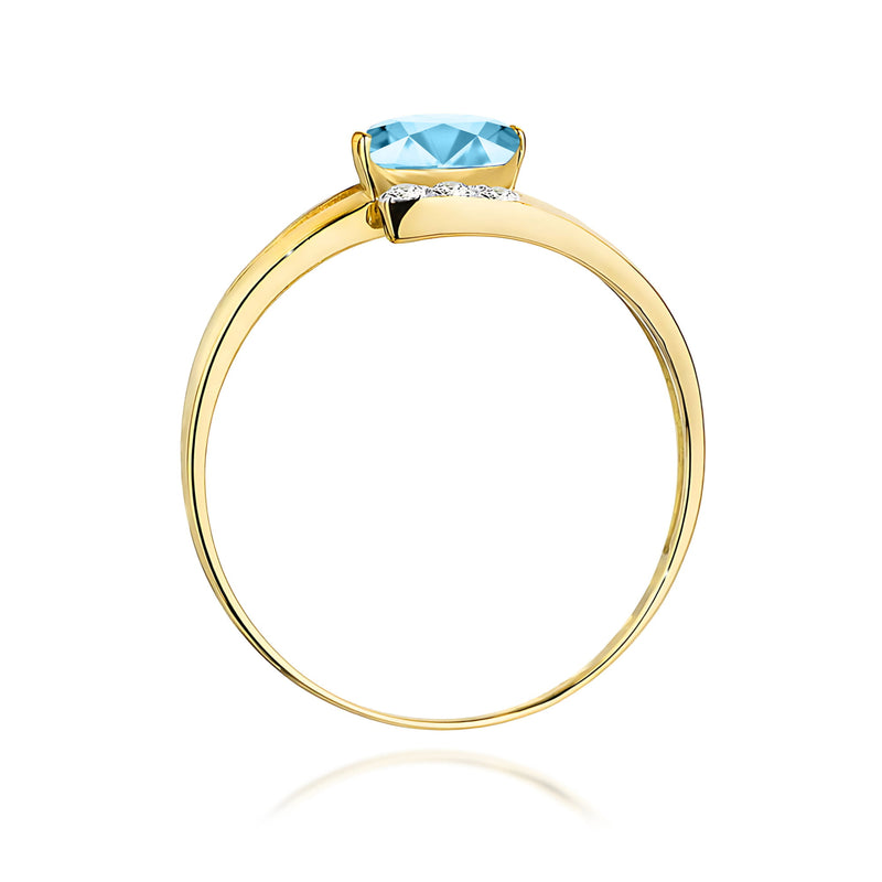 Inel Aur 9K cu Topaz Swiss 0.50 ct si Diamante Naturale 0.05 ct, imaginea 3 din 8