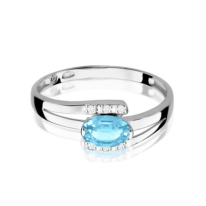 Inel Aur 9K cu Topaz Swiss 0.50 ct si Diamante Naturale 0.05 ct, imaginea 6 din 8