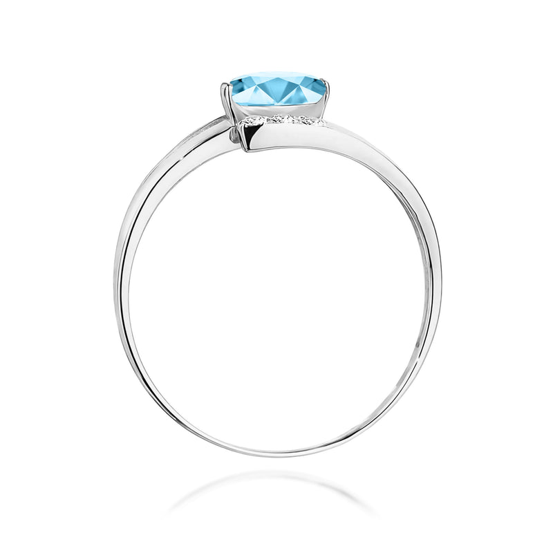 Inel Aur 9K cu Topaz Swiss 0.50 ct si Diamante Naturale 0.05 ct, imaginea 7 din 8