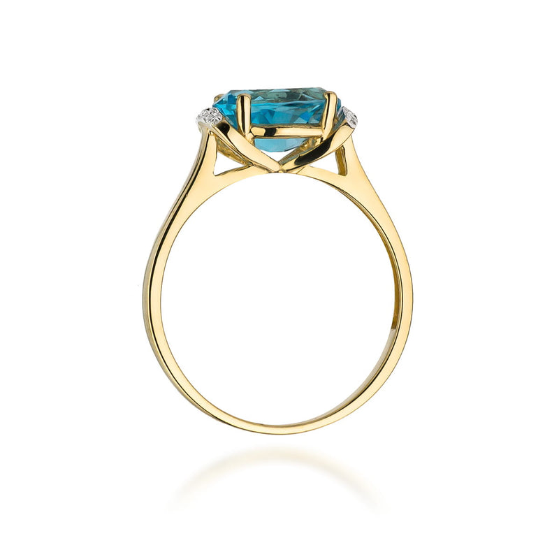 Inel Aur 9K cu Topaz Swiss 1.70 ct si Diamante Naturale 0.04 ct, imaginea 3 din 8