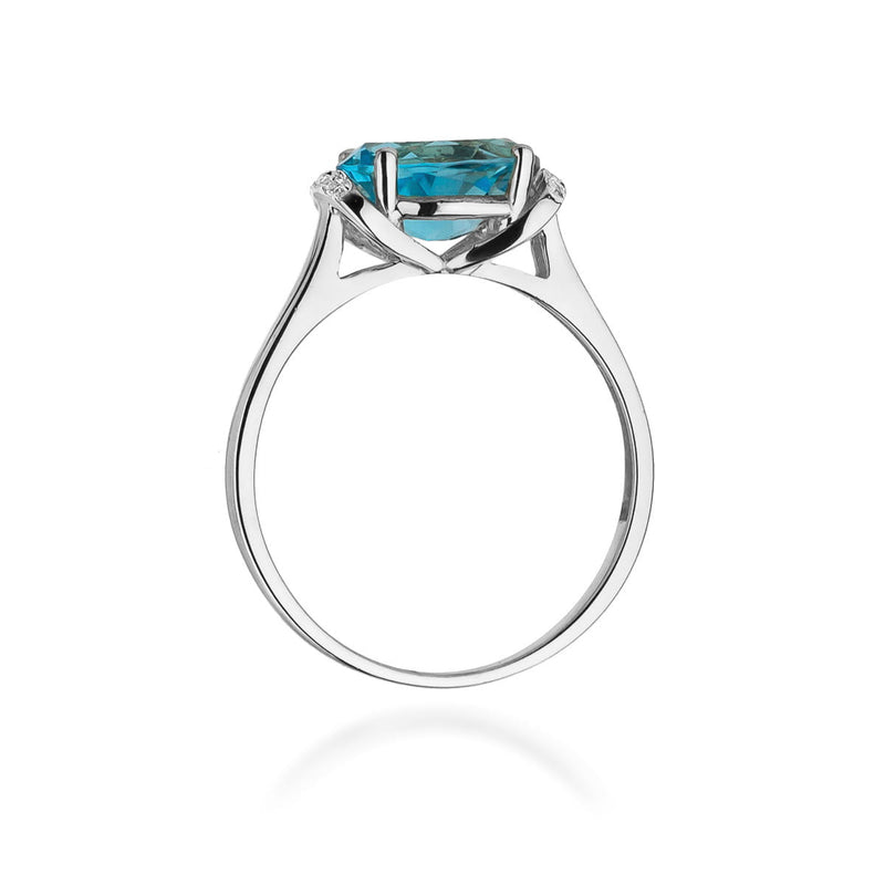 Inel Aur 9K cu Topaz Swiss 1.70 ct si Diamante Naturale 0.04 ct, imaginea 7 din 8
