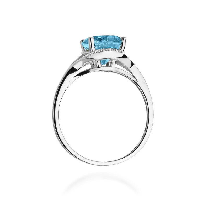 Inel Aur 9K cu Topaz Swiss 3.00 ct si Diamante Naturale 0.04 ct, imaginea 7 din 8
