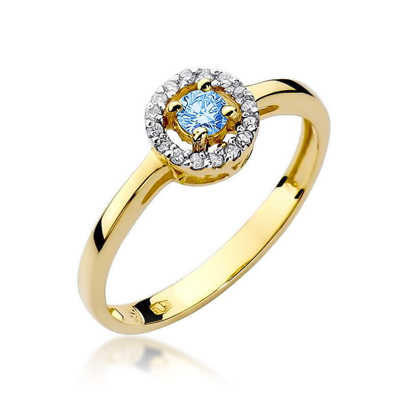 Inel Aur 9K cu Topaz Swiss 0.15 ct si Diamante Naturale 0.08 ct — Aur galben