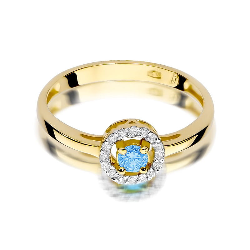Inel Aur 9K cu Topaz Swiss 0.15 ct si Diamante Naturale 0.08 ct, imaginea 2 din 7