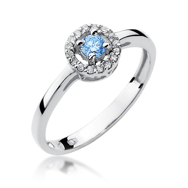 Inel Aur 9K cu Topaz Swiss 0.15 ct si Diamante Naturale 0.08 ct, imaginea 5 din 7