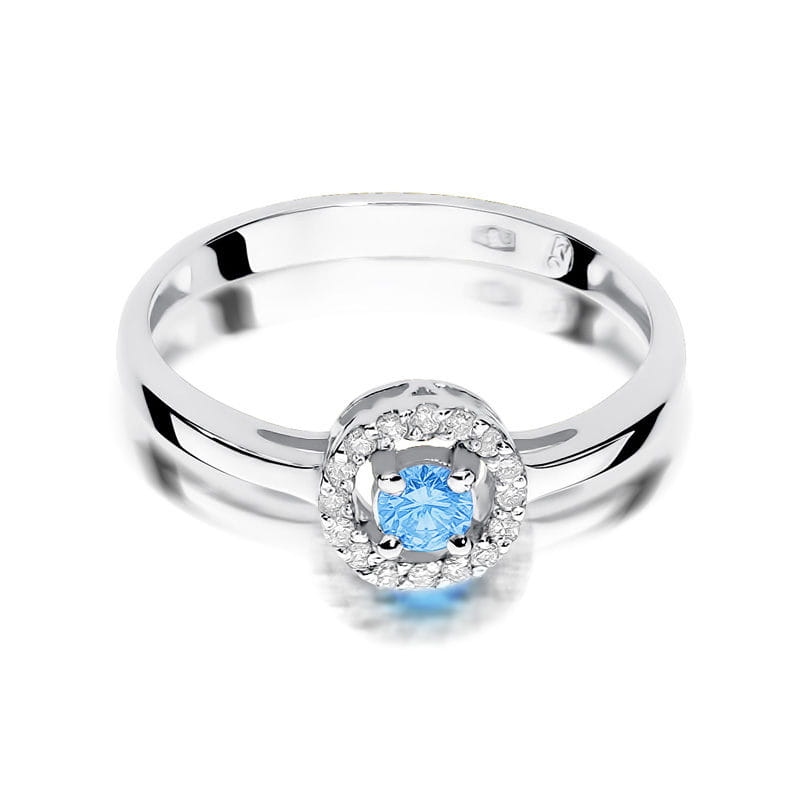 Inel Aur 9K cu Topaz Swiss 0.15 ct si Diamante Naturale 0.08 ct, imaginea 6 din 7