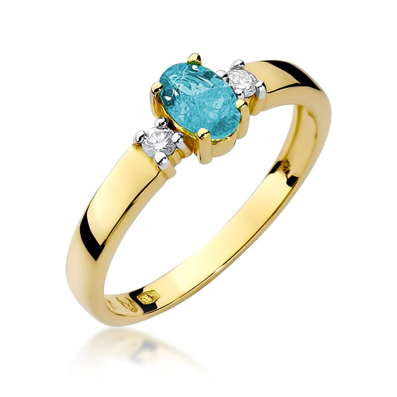 Inel Aur 9K cu Topaz Swiss 0.50 ct si Diamante Naturale 0.08 ct — Aur galben