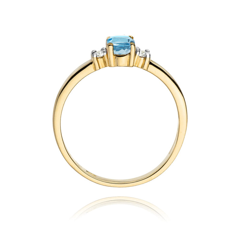 Inel Aur 9K cu Topaz Swiss 0.50 ct si Diamante Naturale 0.08 ct, imaginea 3 din 7