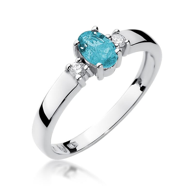 Inel Aur 9K cu Topaz Swiss 0.50 ct si Diamante Naturale 0.08 ct, imaginea 5 din 7