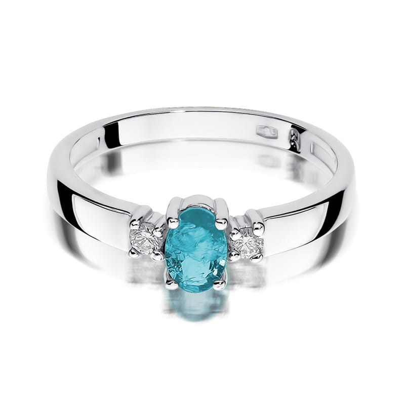 Inel Aur 9K cu Topaz Swiss 0.50 ct si Diamante Naturale 0.08 ct, imaginea 6 din 7