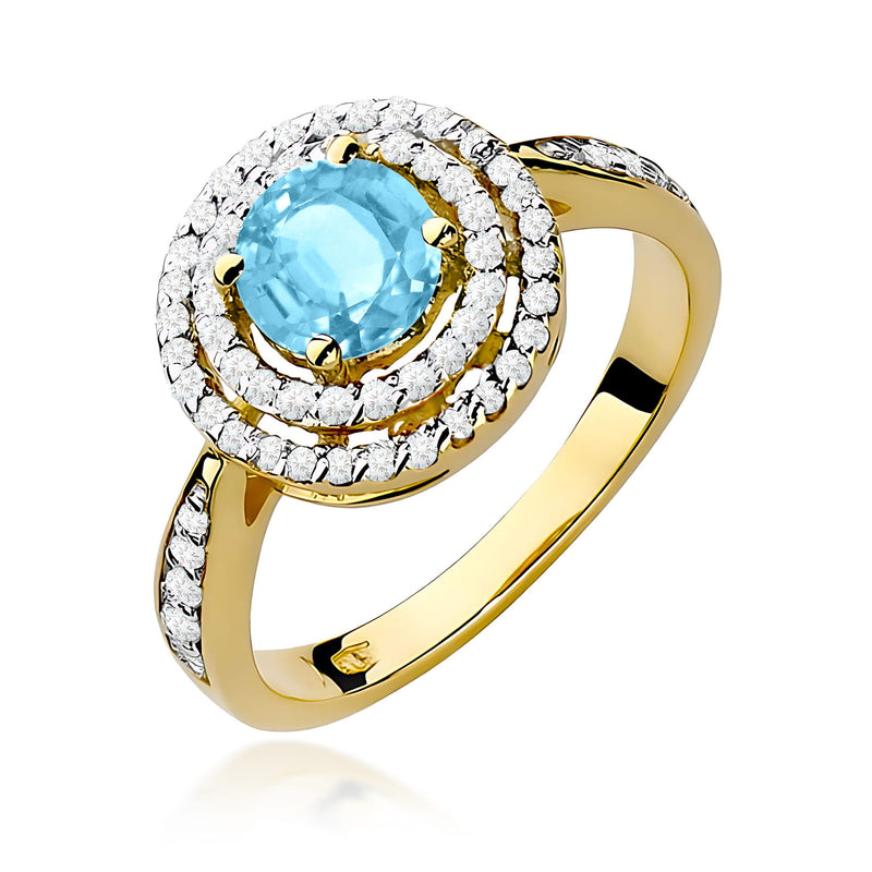 Inel Aur 9K cu Topaz Swiss 0.80 ct si Diamante Naturale 0.37 ct — Aur galben