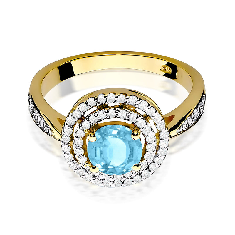 Inel Aur 9K cu Topaz Swiss 0.80 ct si Diamante Naturale 0.37 ct, imaginea 2 din 8