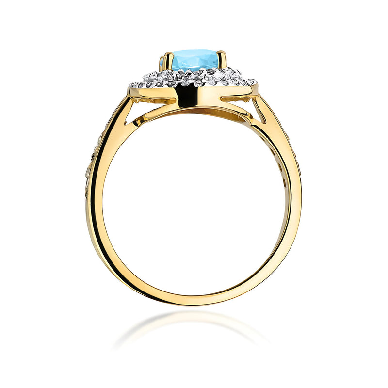 Inel Aur 9K cu Topaz Swiss 0.80 ct si Diamante Naturale 0.37 ct, imaginea 3 din 8