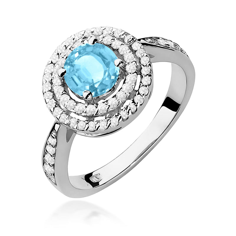 Inel Aur 9K cu Topaz Swiss 0.80 ct si Diamante Naturale 0.37 ct, imaginea 5 din 8